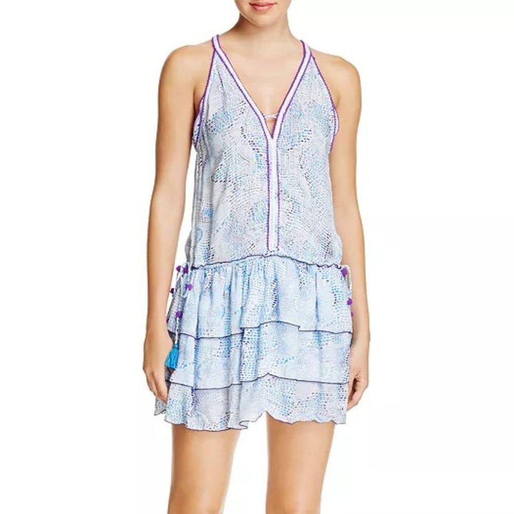 Poupette St. Barth Bety Mini Dress in Blue Wave Size Small